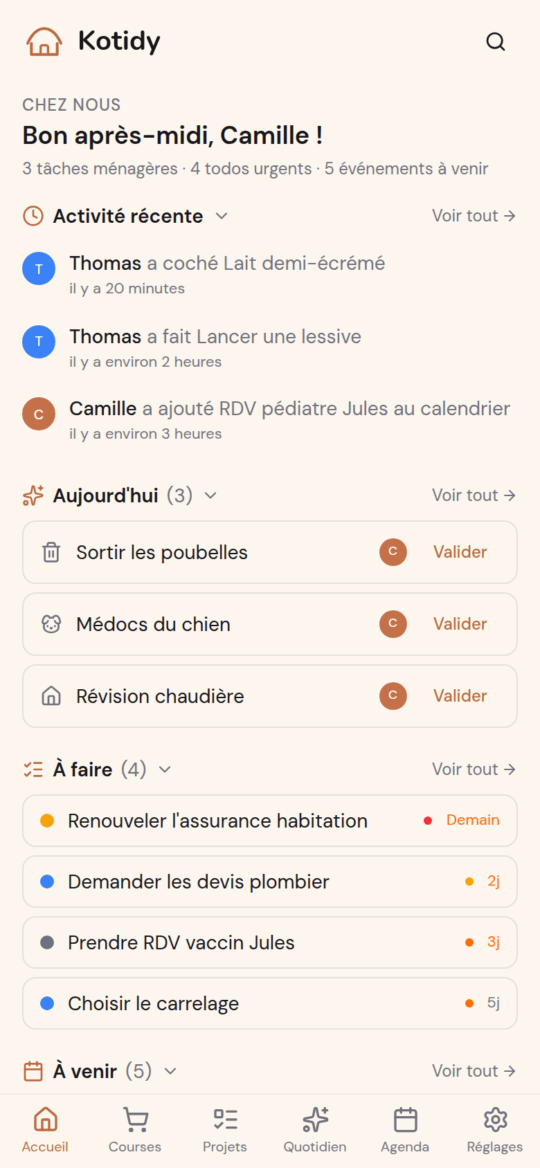 Accueil Kotidy : la journée du foyer en un coup d'œil